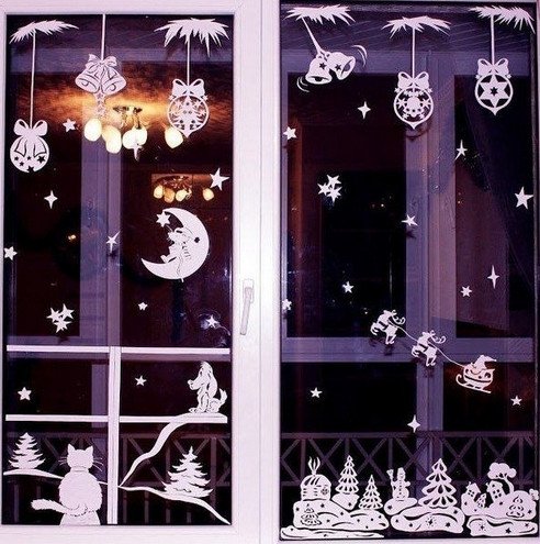 podborka idejj, kak ukrasit okna k novomu godu96 Підбірка ідей, як прикрасити вікна до Нового року