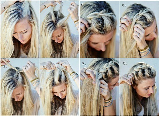 fcea61f08f13d946e67af5319d8b548e Французькі коси на середні волосся для дівчаток, дівчат і жінок. Фото варіантів з чубком і без. Як плести самій собі покроково для початківців