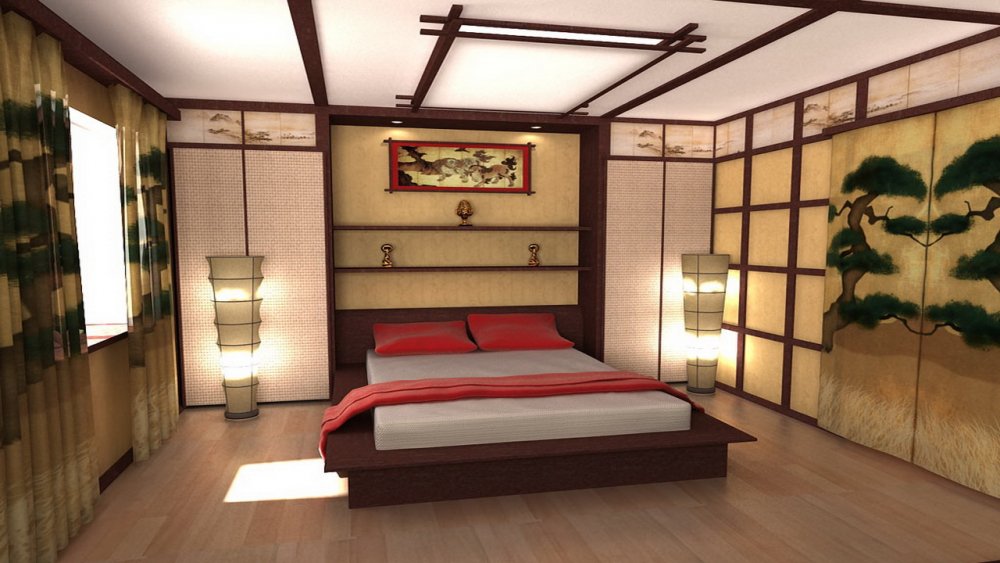 dizajjn komnaty v yaponskom stile: vybor oboev i krovati, dizajjn spalni463 Дизайн кімнати в японському стилі: вибір шпалер та ліжка, дизайн спальні