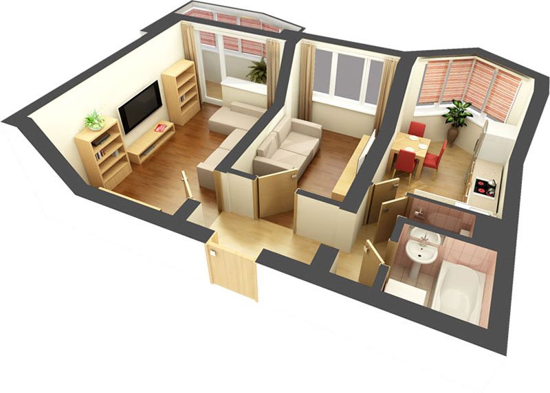 01d5f42fdc6ba60f04c8252e5e9d31bb Хрущовка 2 кімнатна: планування, варіанти дизайну, варіанти обробки двокімнатної квартири
