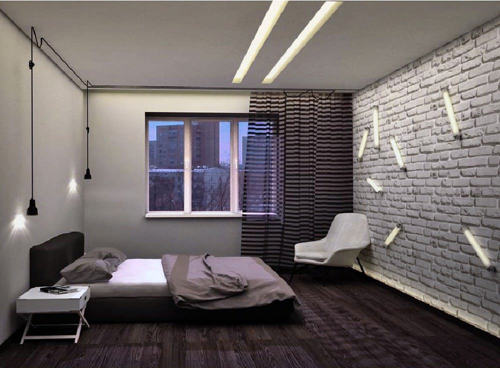 2afd5ff5658dfcb4d9b6ae7d4dca1ef9 Спальня в стилі лофт: вибір ліжка, підбір освітлення, штор, дзеркала, дизайн інтерєру маленької квартири