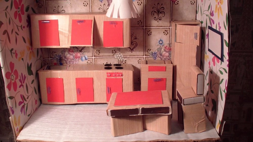2c6c958de6b7514e9744c74e7933b9e0 Як зробити меблі для ляльок своїми руками з картону і підручних матеріалів: шафа, крісло для кухні