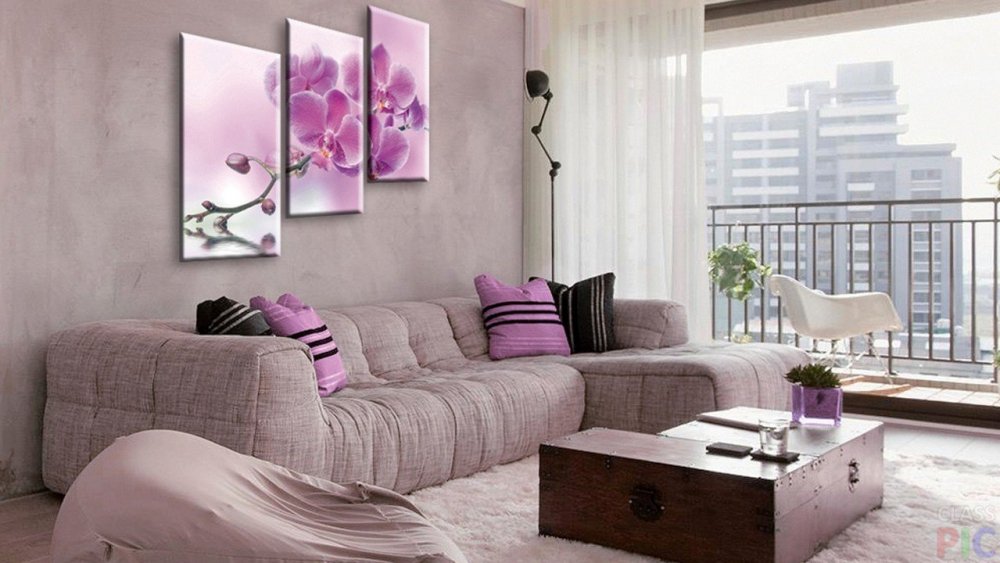 2eff37c906b7260f2bf19a64027eb02f Розвішані картини: як красиво повісити в залі над диваном, модні складові картини для інтерєру в сучасному стилі