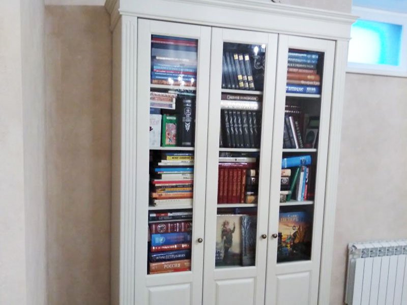 3a7287c35cd49846e07f3621e4af0044 Книжкова шафа зі скляними дверцятами: різновиди дверей і критерії вибору відповідної моделі шафи для книг, варіанти розміщення в кімнаті