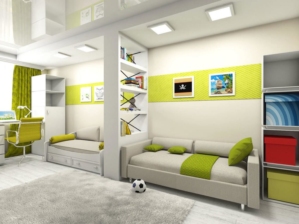 55823b0c69f2db6c42c49dcd06498bf9 Дитяча кімната для двох дітей різного віку дизайн: простір і меблі