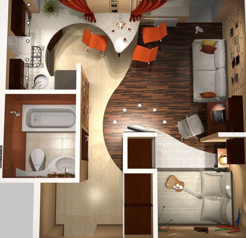 5a91e4c449fa99ae5f18ad38dd64ab71 Дизайн однокімнатної хрущовки: рекомендації по візуальному розширенню простору в 1 кімнаті, йде для меблів, стін