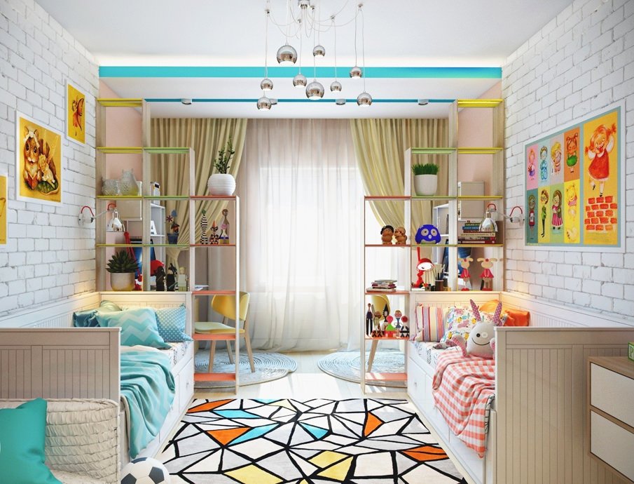 92fa36c42f8e6c1f41360593d570ea03 Дитяча кімната для двох дітей різного віку дизайн: простір і меблі