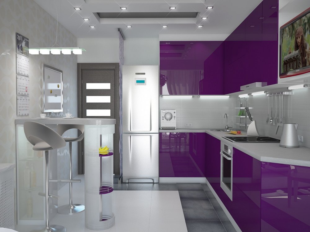 9a7ed74716a092bfb03d9ce08f3a5df5 Кухня в бузкових тонах: фіолетовий колір в інтерєрі, варіанти поєднання світлих і темних відтінків для стін та фасадів