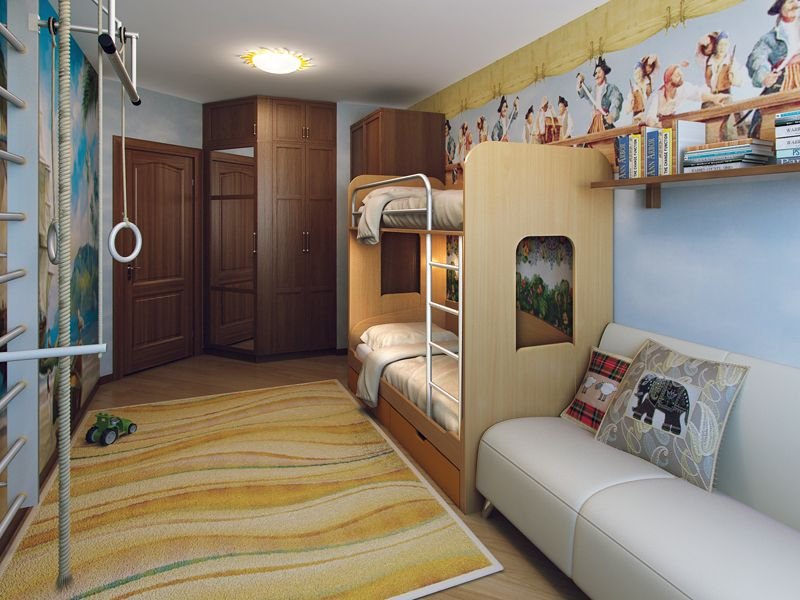 b425240ac92f9db7421b761cd19395be Дитяча кімната для двох дітей різного віку дизайн: простір і меблі
