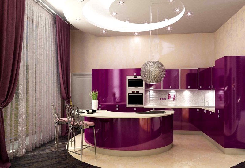 ce5f36e14d2592f28d293b37c8a02bb6 Кухня в бузкових тонах: фіолетовий колір в інтерєрі, варіанти поєднання світлих і темних відтінків для стін та фасадів