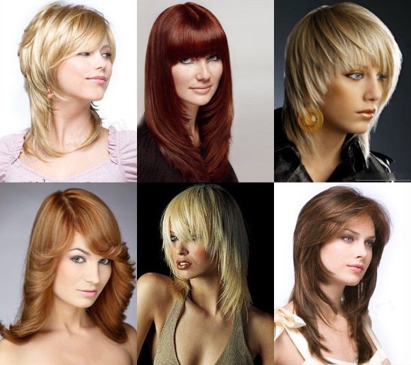 e1f86a05d21ca3569611fac13c15245e Багатошарові жіночі стрижки на середні волосся із чубчиком. Фото, варіанти