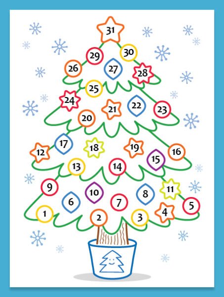 7d32af3c5a8acdd9cbdbbe59bf455f18 Адвент календар для дітей до Нового року своїми руками з шаблонами і завданнями, які можна роздрукувати