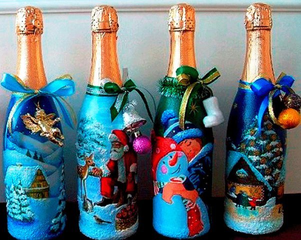 luchshie idei dekora butylki shampanskogo na novyjj god 2020105 Кращі ідеї декору пляшки шампанського на Новий рік своїми руками