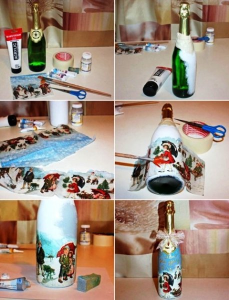 luchshie idei dekora butylki shampanskogo na novyjj god 2020106 Кращі ідеї декору пляшки шампанського на Новий рік своїми руками