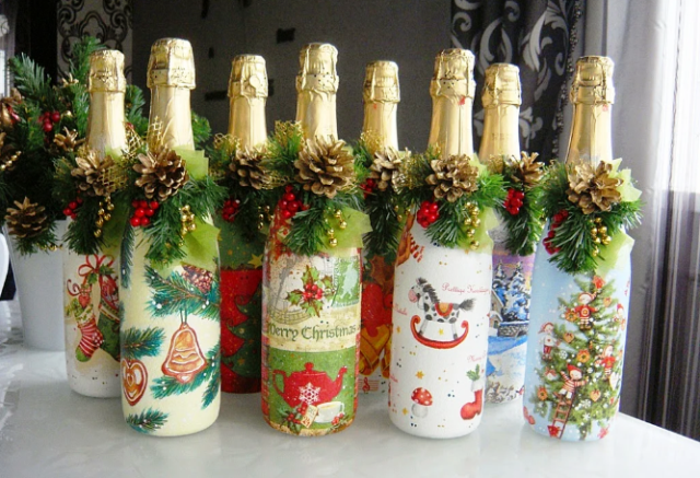 luchshie idei dekora butylki shampanskogo na novyjj god 2020120 Кращі ідеї декору пляшки шампанського на Новий рік своїми руками