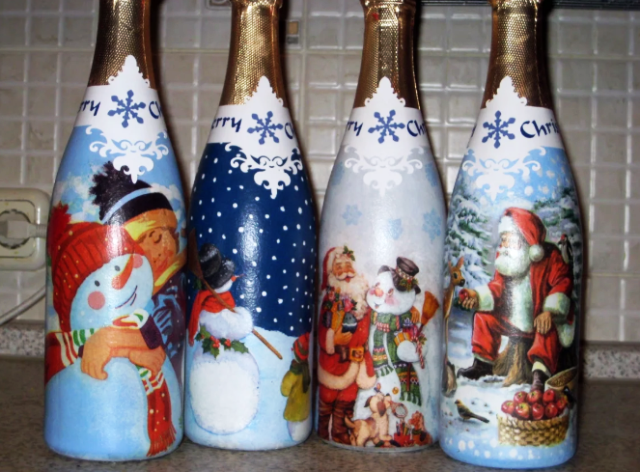 luchshie idei dekora butylki shampanskogo na novyjj god 2020122 Кращі ідеї декору пляшки шампанського на Новий рік своїми руками