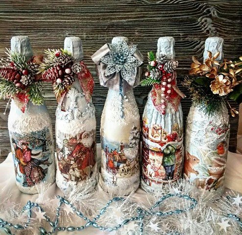 luchshie idei dekora butylki shampanskogo na novyjj god 2020123 Кращі ідеї декору пляшки шампанського на Новий рік своїми руками