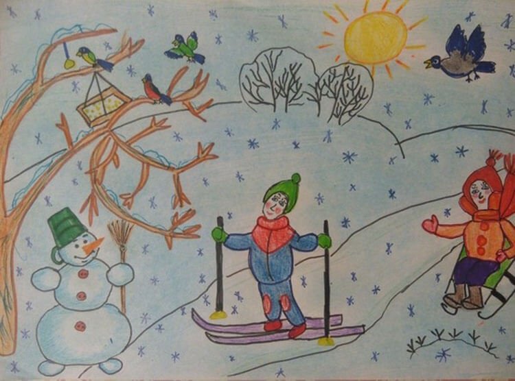 risunki na temu zima: chto mozhno narisovat kraskami i karandashom110 Малюнки на тему зима: що можна намалювати фарбами та олівцем