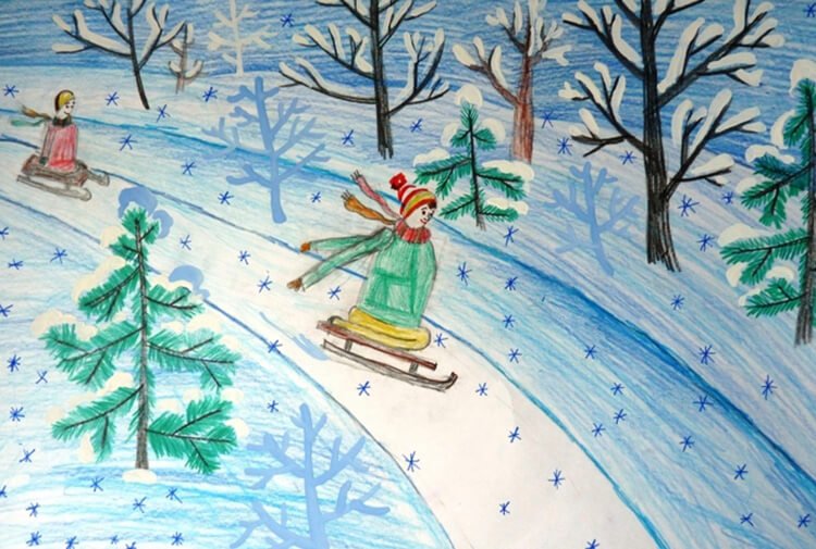 risunki na temu zima: chto mozhno narisovat kraskami i karandashom31 Малюнки на тему зима: що можна намалювати фарбами та олівцем