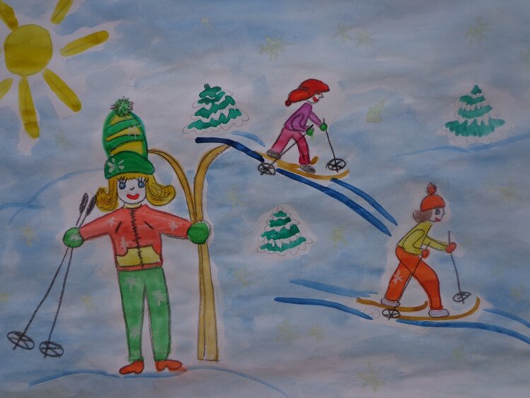 risunki na temu zima: chto mozhno narisovat kraskami i karandashom38 Малюнки на тему зима: що можна намалювати фарбами та олівцем