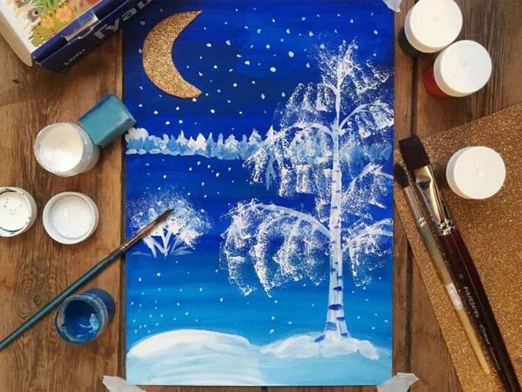  Малюнки на тему зима: що можна намалювати фарбами та олівцем
