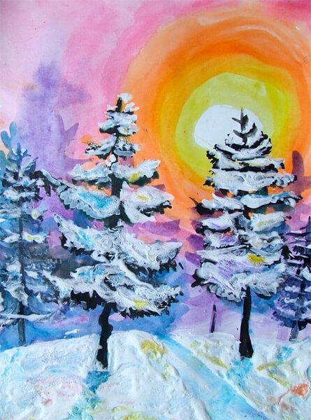 risunki na temu zima: chto mozhno narisovat kraskami i karandashom55 Малюнки на тему зима: що можна намалювати фарбами та олівцем