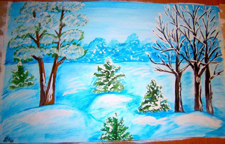 risunki na temu zima: chto mozhno narisovat kraskami i karandashom89 Малюнки на тему зима: що можна намалювати фарбами та олівцем