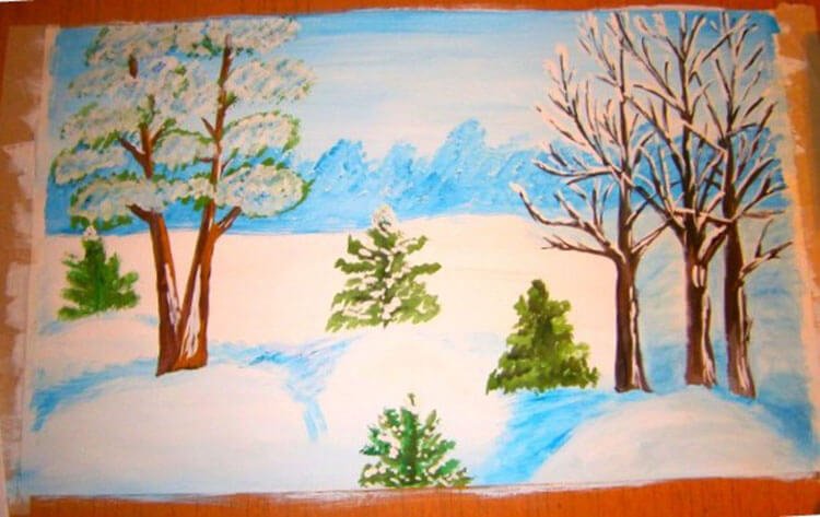 risunki na temu zima: chto mozhno narisovat kraskami i karandashom93 Малюнки на тему зима: що можна намалювати фарбами та олівцем