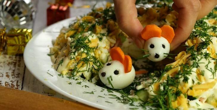 salaty v vide krysy  myshi  na novyjj god 2020   prostye i vkusnye recepty86 Салати у вигляді щура (миші) на новий рік 2021 — прості і смачні рецепти